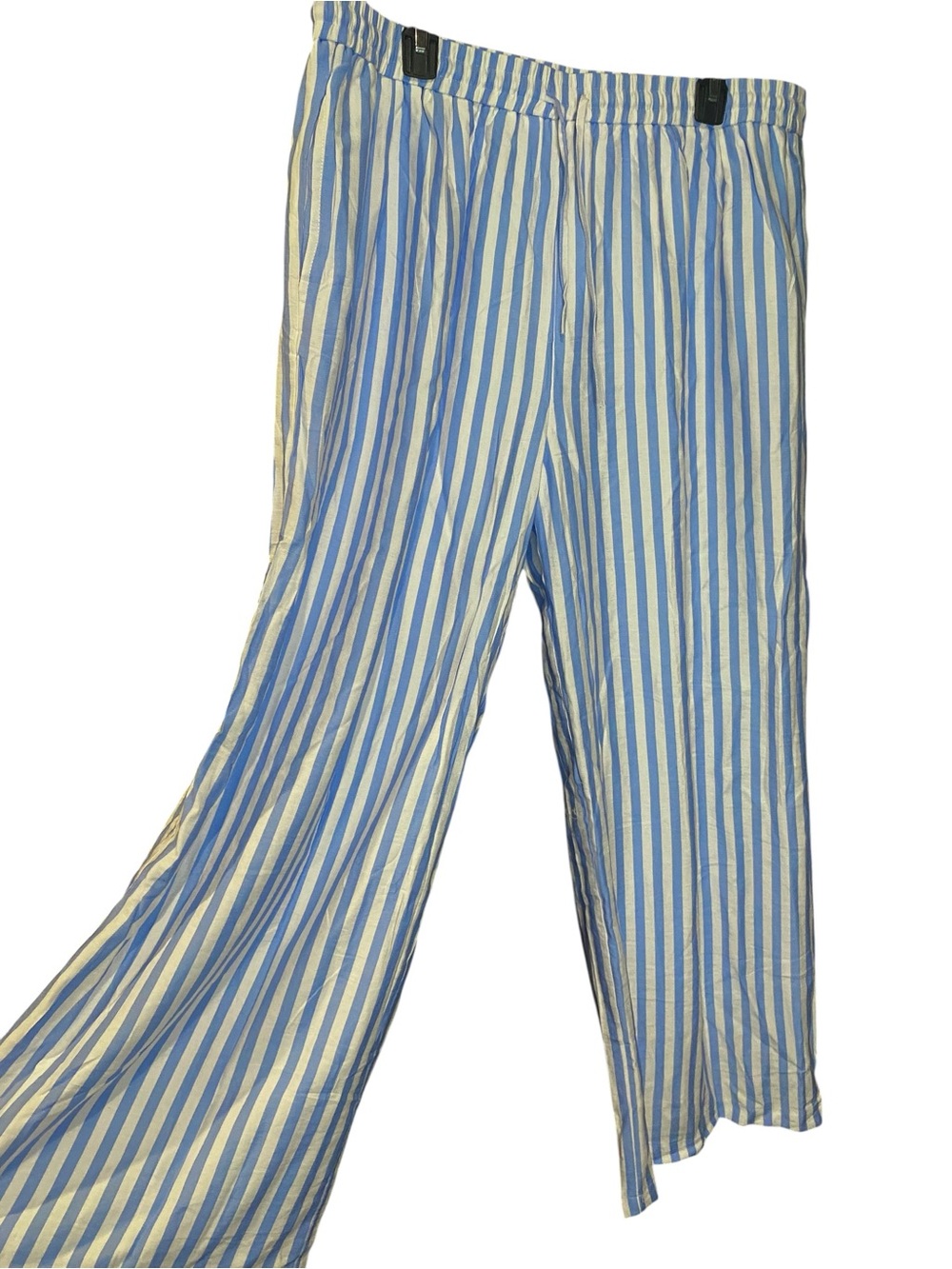 Prettygarden NWT Blue & White Striped Wide Leg Pants Womens Size XXL Lined Flowy - Picture 3 of 7